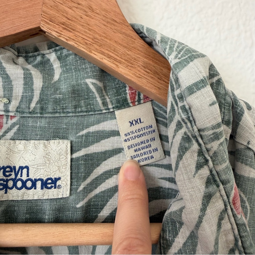 Reyn Spooner Aloha Shirt Palm Tree Leaf Tropical Short Sleeve Button Men’s XXL - Picture 8 of 11